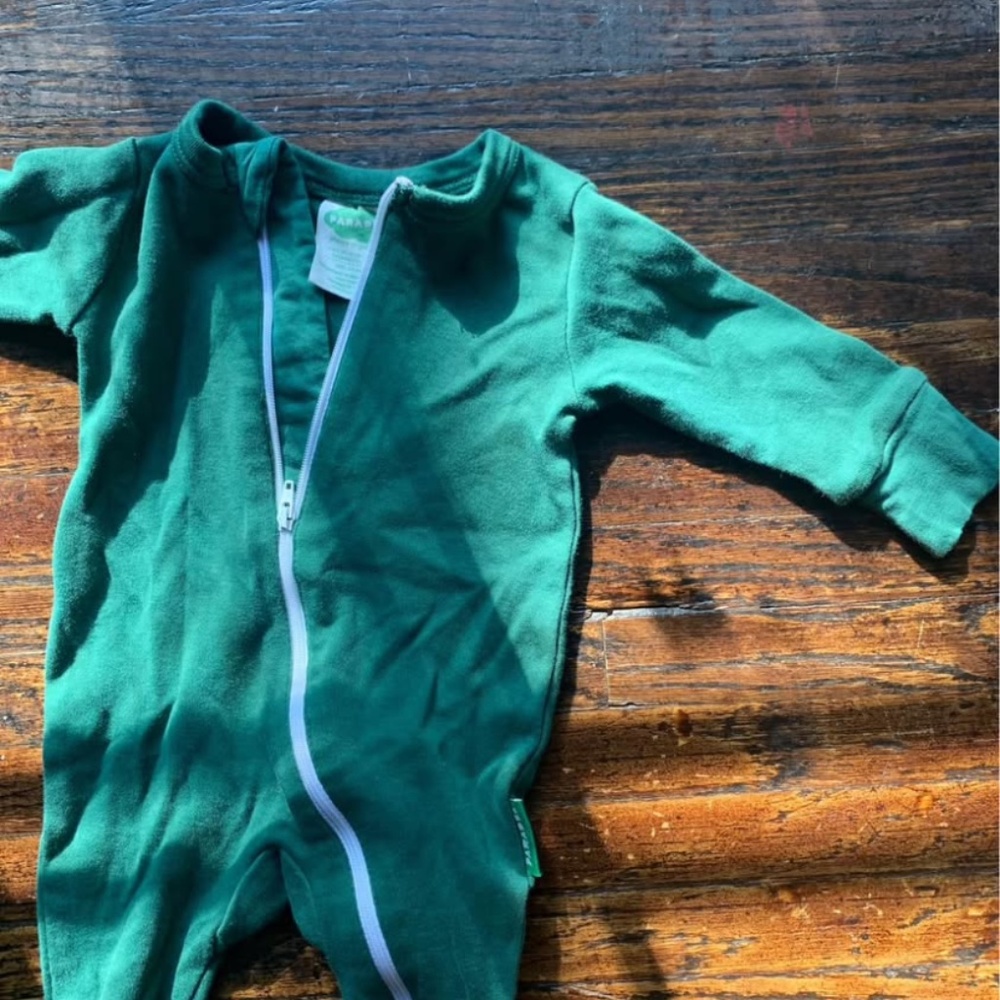 Parade organically | Green zipper pajamas onesie one piece | Organic cotton - Picture 2 of 5